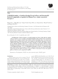 Note N-Methyltyramine, a Gastrin-Releasing Factor in Beer, and Structurally Related Compounds As Agonists for Human Trace Amine-Associated Receptor 1