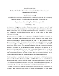 Statement of Nate Jones Director of the Freedom of Information Act