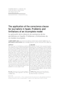 The Application of the Conscience Clause for Journalists in Spain