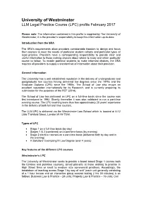 University of Westminster LLM Legal Practice Course (LPC) Profile February 2017