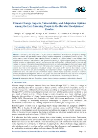 Climate Change Impacts, Vulnerability, and Adaptation Options Among the Lozi Speaking People in the Barotse Floodplain of Zambia