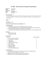 CS 388 – UNIX Systems Programming Syllabus