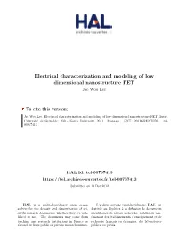 Electrical Characterization and Modeling of Low Dimensional Nanostructure FET Jae Woo Lee