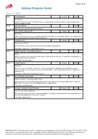 Sydney Program Guide