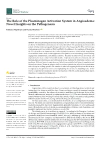 The Role of the Plasminogen Activation System in Angioedema: Novel Insights on the Pathogenesis
