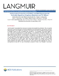 Antimicrobial Properties of 2D Mno2 and Mos2 Nanomaterials Vertically Aligned on Graphene Materials and Ti3c2 Mxene