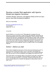 Develop a Simple Web Application with Apache Wicket and Apache