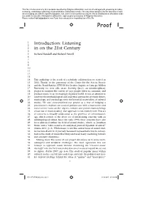 Introduction: Listening in on the 21St Century 3