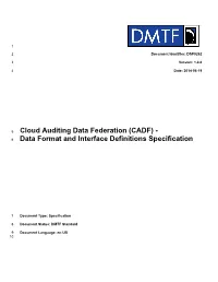(CADF) - 6 Data Format and Interface Definitions Specification