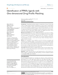 Identification of Pparγ Ligands with One-Dimensional Drug Profile Matching