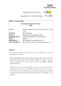 Iso/Iec Jtc 1/Sc 2/Wg 2 N ___Iso/Iec Jtc 1/Sc 2/Wg 2/Irg N 1180