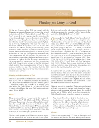 Plurality Yet Unity in God