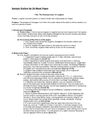 Sample Outline for 20-Week Paper