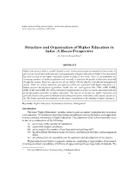 Structure and Organisation of Higher Education in India : a Macro-Perspective Dr