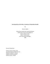 Teaching Artistry of the Flute: a Summary of Dissertation Recitals