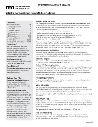 2020 S Corporation Form M8 Instructions