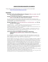 Annotated Bibliography of Sources
