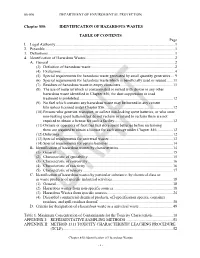 Chapter 850: IDENTIFICATION of HAZARDOUS WASTES