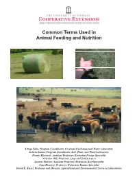 Common Terms Used in Animal Feeding and Nutrition