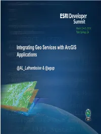Integrating Geo Services with Arcgis Applications