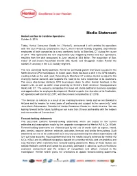 Media Statement Henkel and Sun to Combine Operations October 5, 2016
