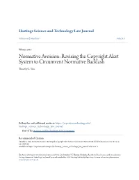 Normative Avoision: Revising the Copyright Alert System to Circumvent Normative Backlash Timothy L