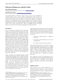 Patterns of Democracy and Its Critics
