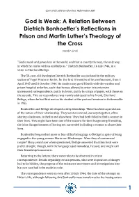 “God Is Weak” a Relation Between Dietrich Bonhoeffer and Luther's