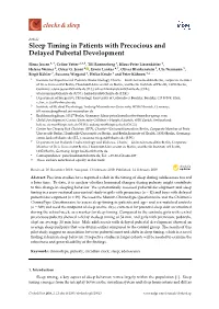 Sleep Timing in Patients with Precocious and Delayed Pubertal Development