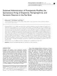 Sustained Administration of Pramipexole Modifies the Spontaneous Firing of Dopamine, Norepinephrine, and Serotonin Neurons in the Rat Brain