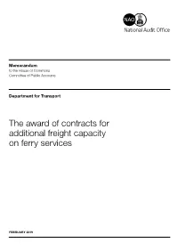 The Award of Contracts for Additional Freight Capacity on Ferry Services