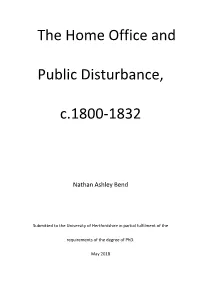 The Home Office and Public Disturbance, C.1800-1832