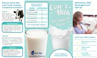Beverages Don't Add up Did You Know That Cow's Milk Contains 9