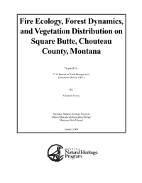 Fire Ecology, Forest Dynamics, and Vegetation Distribution on Square Butte, Chouteau County, Montana