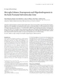 Microglia Enhance Neurogenesis and Oligodendrogenesis in the Early Postnatal Subventricular Zone