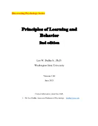 Principles of Learning and Behavior 2Nd Edition