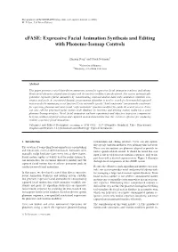 Efase: Expressive Facial Animation Synthesis and Editing with Phoneme-Isomap Controls