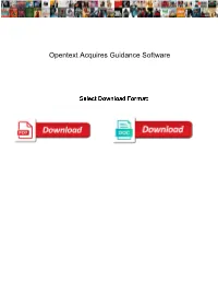 Opentext Acquires Guidance Software