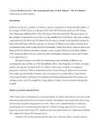 “To Trees All Men Are Orcs”: the Environmental Ethic of J.R.R. Tolkien's “The New Shadow” (Forthcoming in Tolkien Studies)