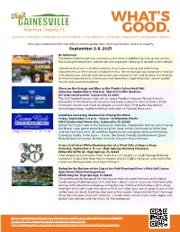 Whats Good Events Guide September 2-8 Gainesville and Alachua County