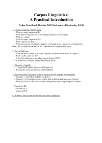 Corpus Linguistics: a Practical Introduction