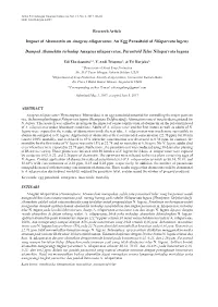 Impact of Abamectin on Anagrus Nilaparvatae, an Egg Parasitoid of Nilaparvata Lugens 81