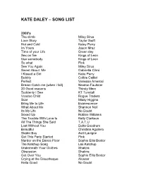 Kate Daley – Song List
