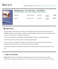 Metaphysics: an Anthology, 2Nd Edition Jaekwon Kim (Editor), Daniel Z