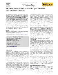 TAL Effectors Are Remote Controls for Gene Activation Heidi Scholze and Jens Boch