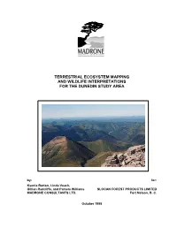 Terrestrial Ecosystem Mapping and Wildlife Interpretations for the Dunedin Study Area