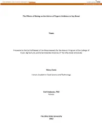 The Effects of Baking on the Action of Trypsin Inhibitors in Soy Bread Thes