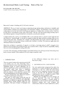 Bi-Directional Static Load Testing – State of the Art