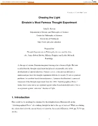 Chasing the Light Einsteinʼs Most Famous Thought Experiment 1