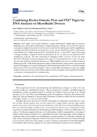 Combining Electro-Osmotic Flow and FTA® Paper for DNA Analysis on Microﬂuidic Devices